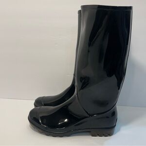 Coach black rubber rain boots size 8